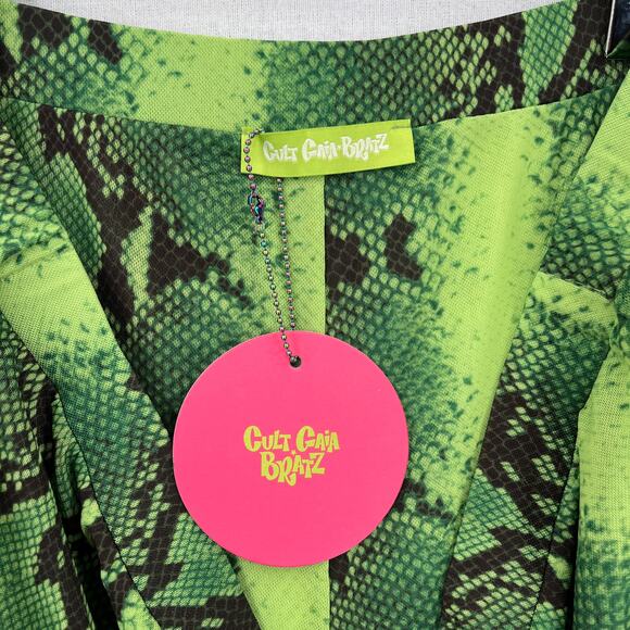 CULT GAIA X BRATZ Sheridan Pants Womens XL Green Ombre Snakeskin Flare NEW - Picture 9 of 16